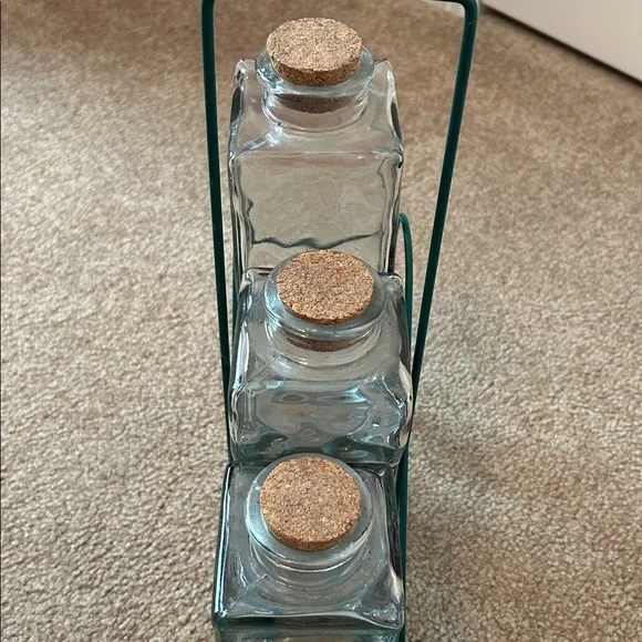 Glass Grape Bottle Set with Metal Stand - Picture 7 of 8